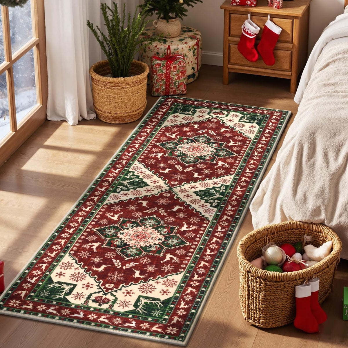 Yamaziot Washable Runner Rug, 2x8 Non-Slip Boho Vintage Hallway Kitchen Rug