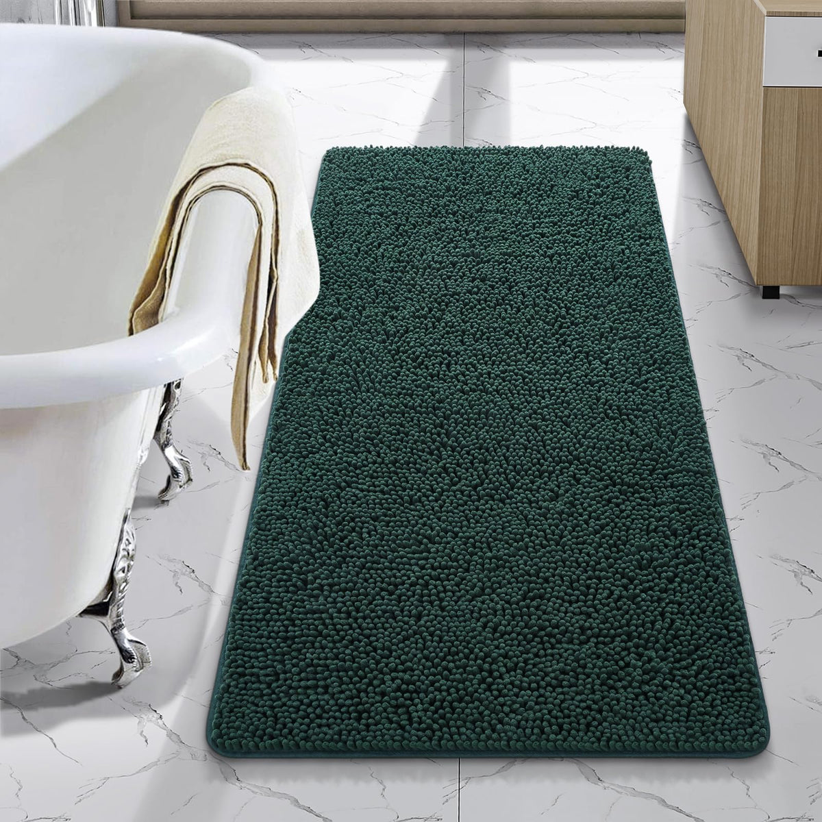LOCHAS Luxury Bathroom Rug Shaggy Bath Mat 24 x 60 Inch, Gray