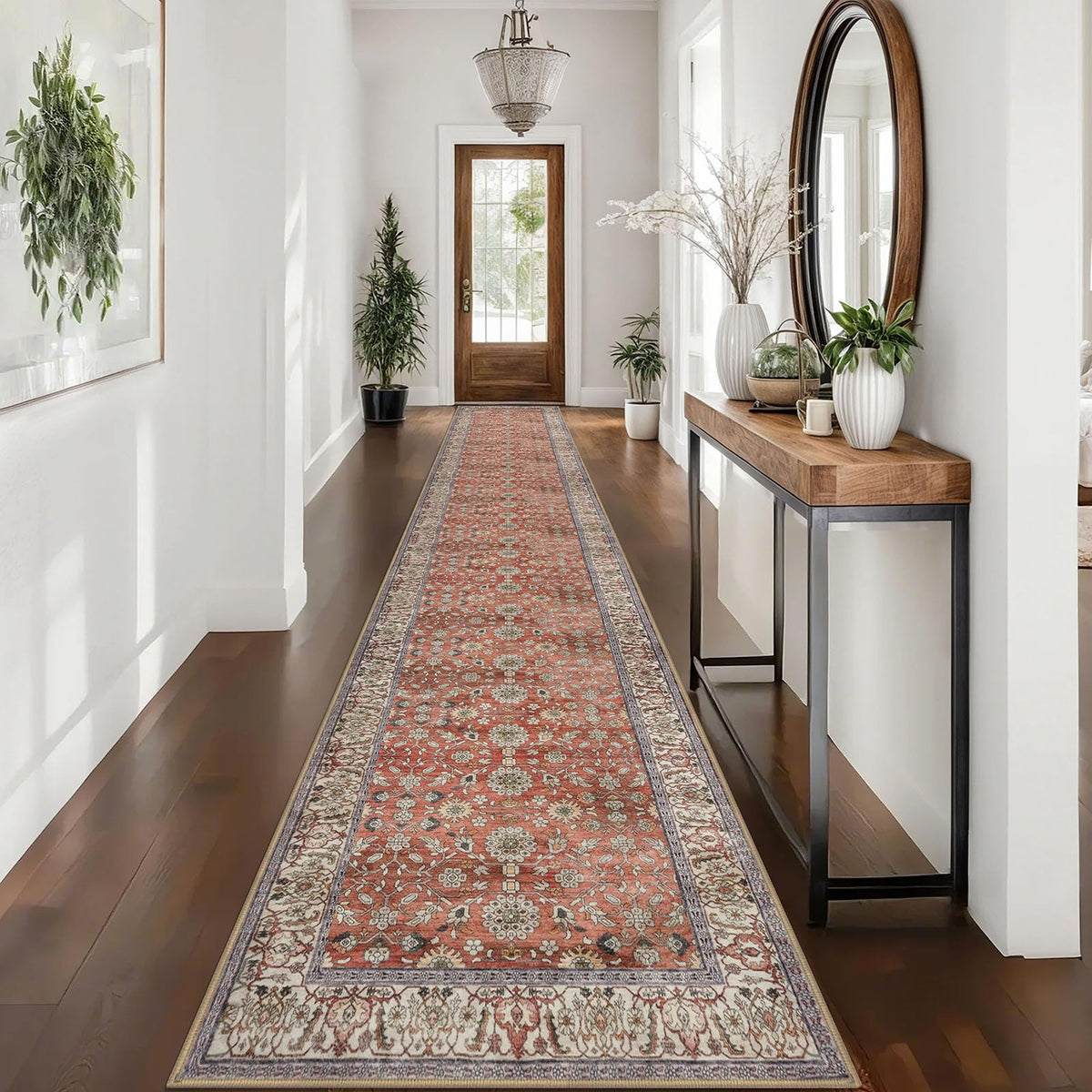 KUTA Vintage Floral Washable 2x3 Rugs for Entryway Blue Grey Beige