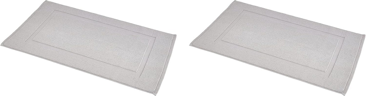 Amazon Basics Banded Bathroom Bath Rug Mat, 100% Cotton, 31 x 20 inches, Soft Silver