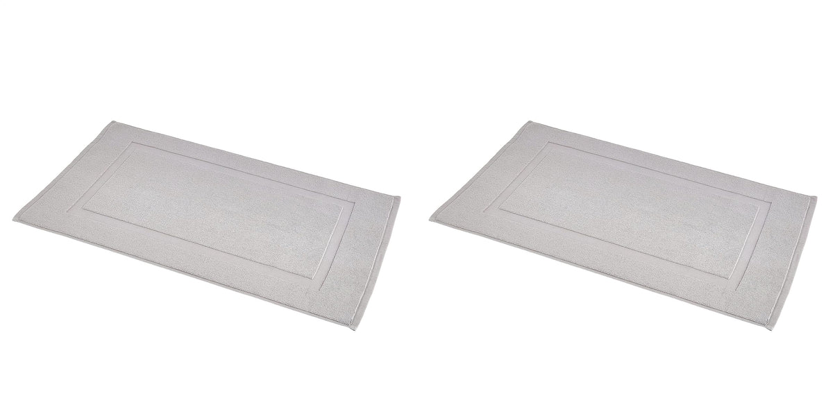 Amazon Basics Banded Bathroom Bath Rug Mat, 100% Cotton, 31 x 20 inches, Soft Silver