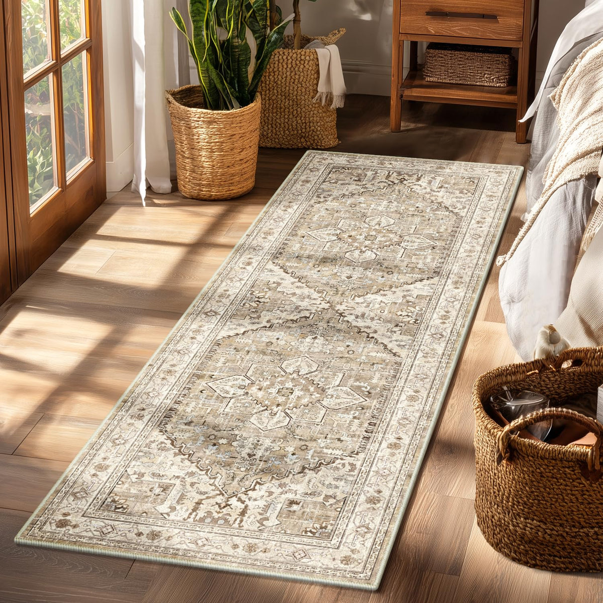 Yamaziot Washable Runner Rug, 2x8 Non-Slip Boho Vintage Hallway Kitchen Rug