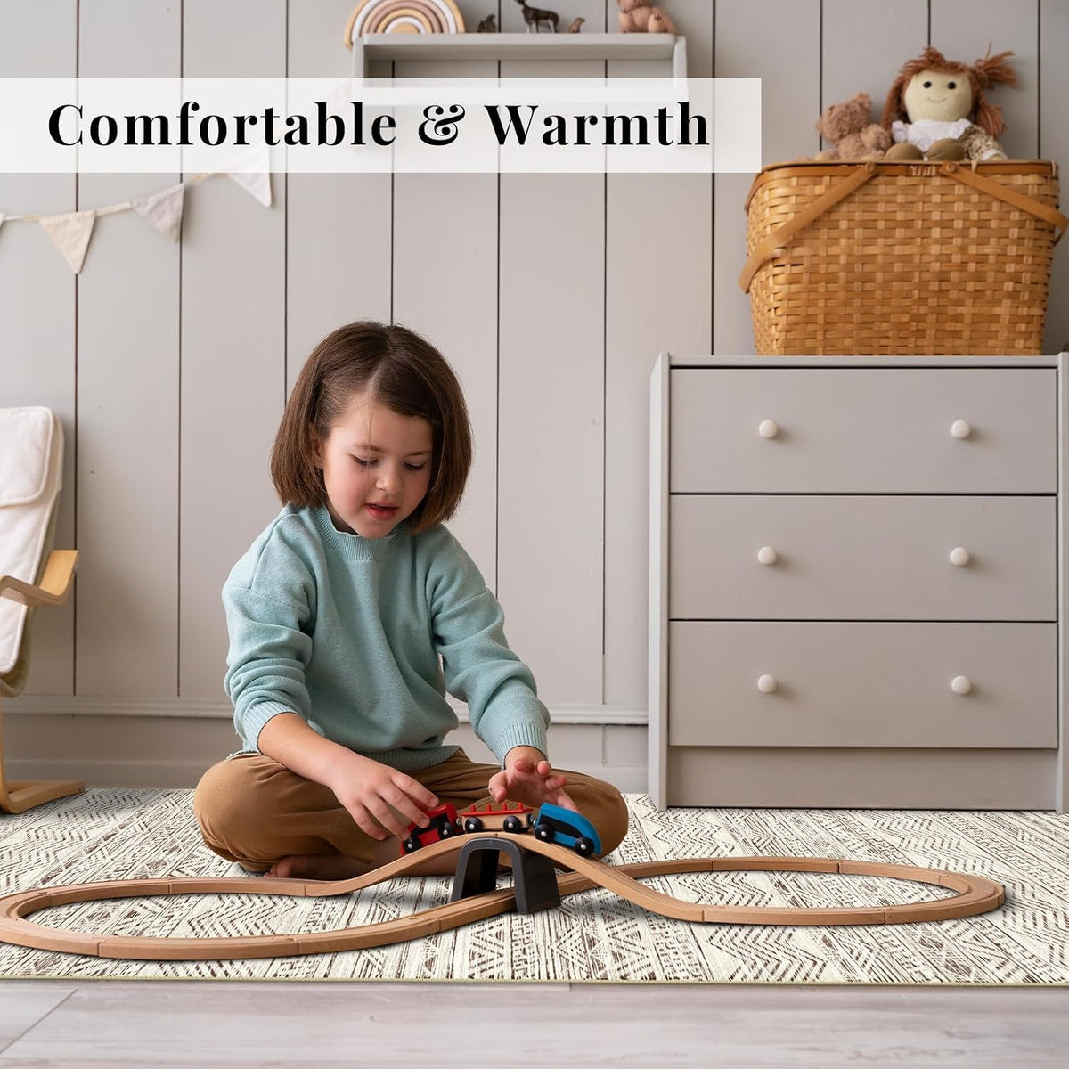 2x5 Runner Rug Washable Moroccan: Non Slip Kitchen Long Floor Mat Beige