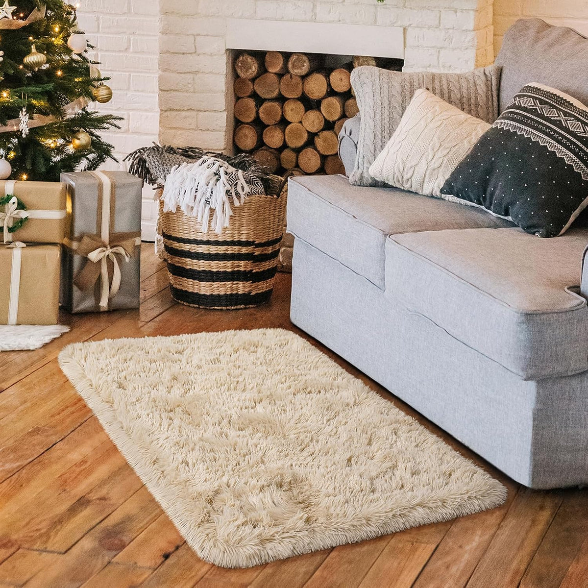 HOMORE Small Rugs for Bedroom 2x3 Feet Beige Rug for Bedside Living Room