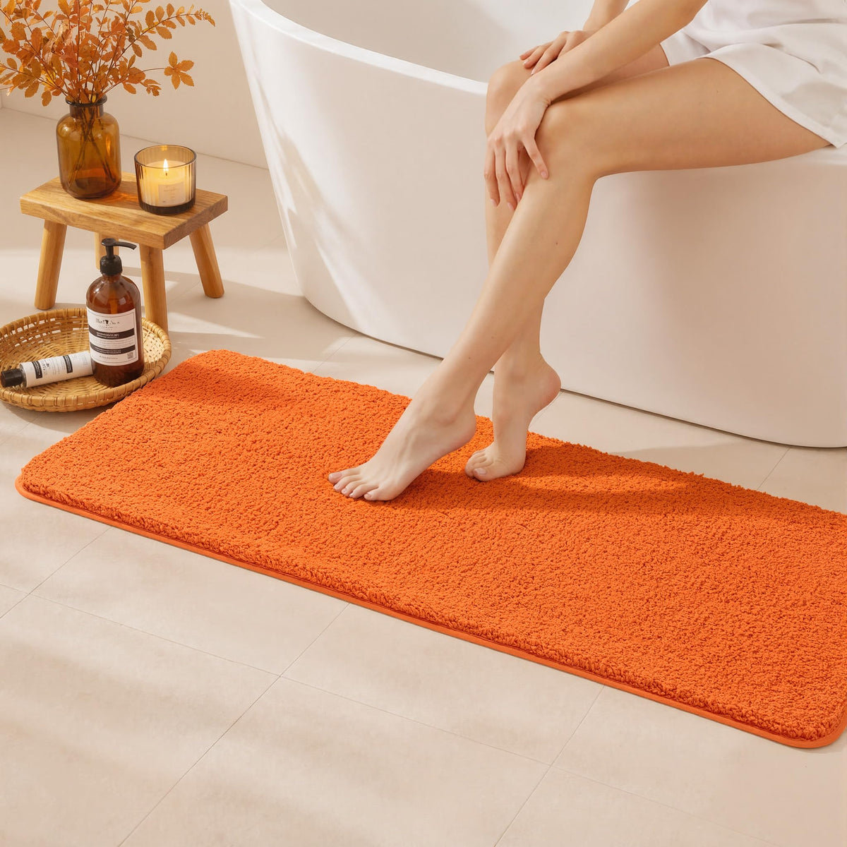 MIULEE Dark Purple Bathroom Rugs Soft Small Microfiber Bath Mat 16x24 Inch