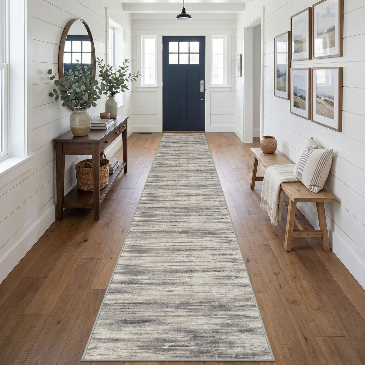 KOZYFLY Abstract Rugs for Entryway 2x3 Washable Small Area Rug Grey-Blue