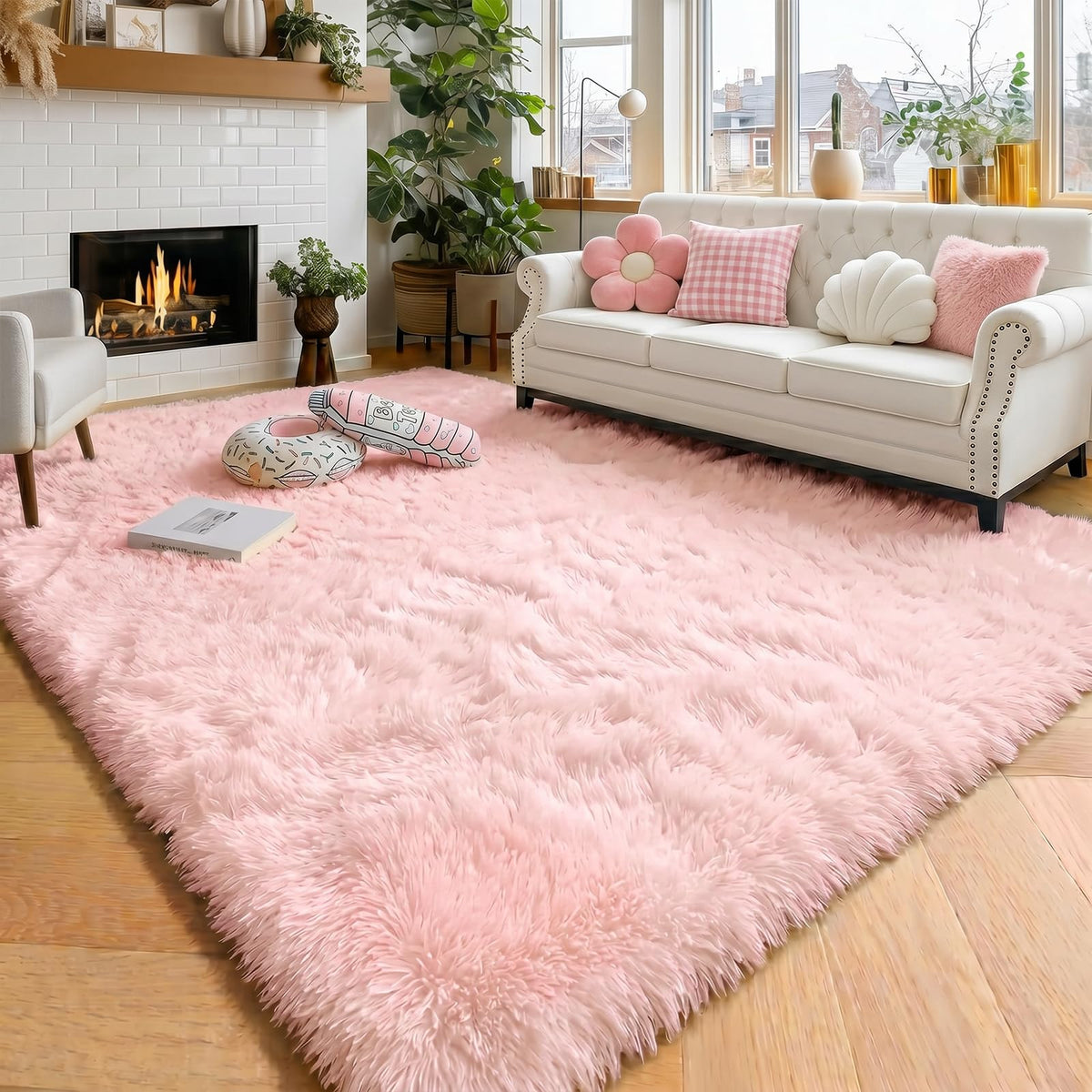 Amdrebio Burnt Orange Fall Shag Runner Area Rug 2x6 for Bedroom Living Room