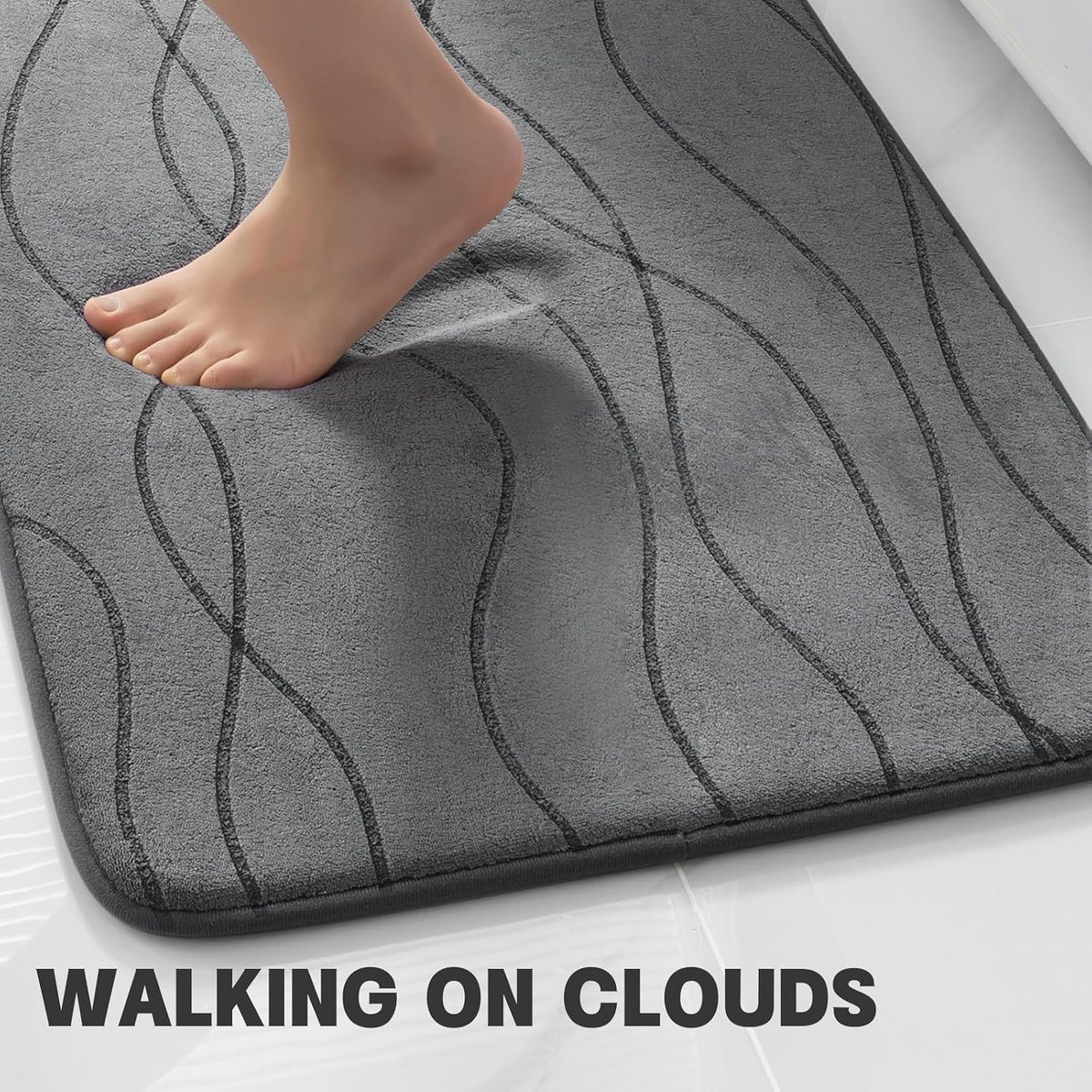 YIHOUSE Bathroom Rugs Set 5 Piece, Memory Foam Bath Mat Dark Grey