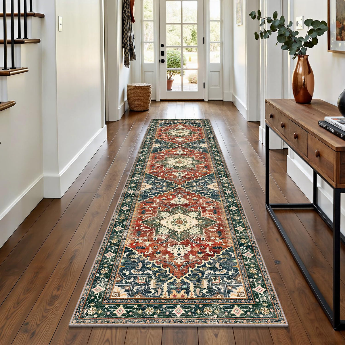 Yamaziot Washable Runner Rug, 2x8 Non-Slip Boho Vintage Hallway Kitchen Rug