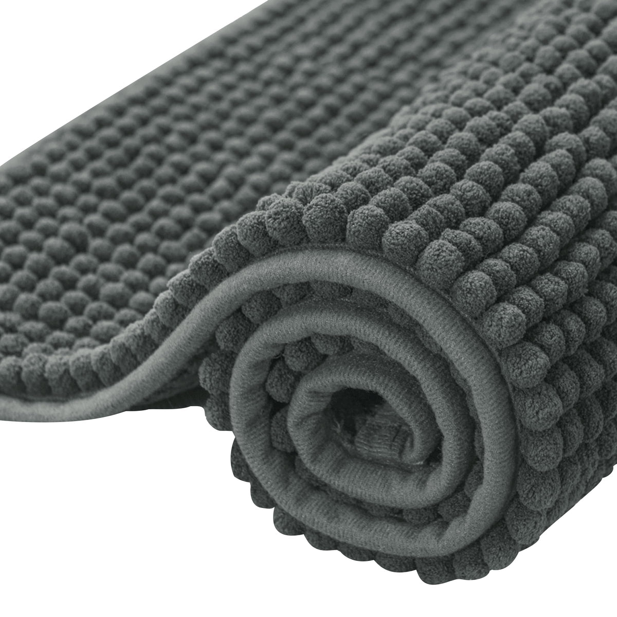 SUBRTEX Bathroom Rugs Chenille Bath Rug Soft Short Plush Bath Mat Soft Shower Mat Water Absorbent Shower Mat Quick Dry Machine Washable(White,18" x 24")