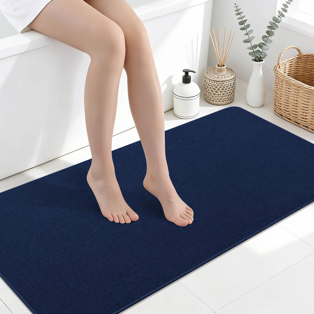 Smiry Ultra Thin Bath Mat 30X20, Non Slip Rubber Washable Bathroom Rugs