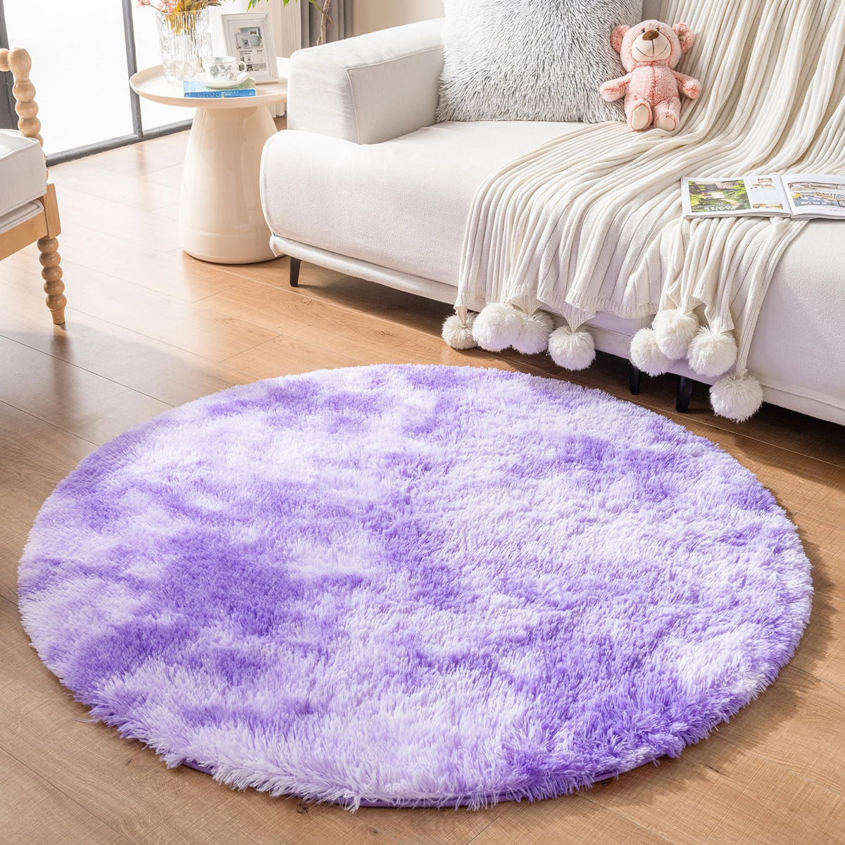 duduta Navy Blue Fluffy Plush Runner Rugs 2x6 ft Tie Dye Rectangle Shag Rug