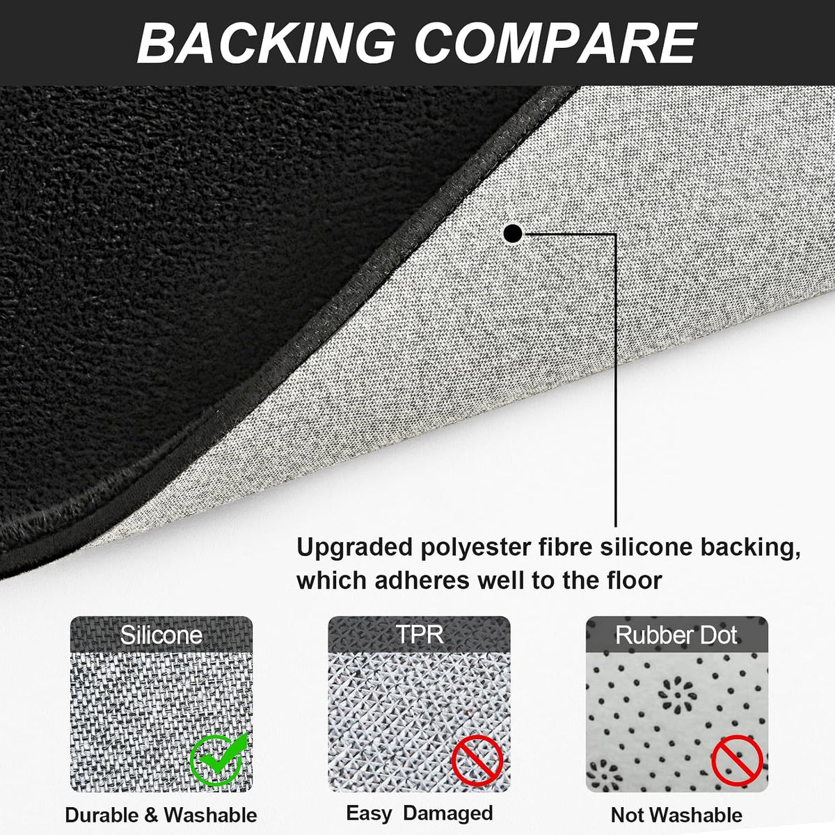 Vasofe Black Hallway Runner Rug, 2x6 Non Slip Runners, Washable Bedroom Rug