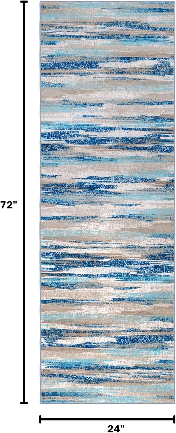 Lansny Abstract Washable 2x6 Runner Rug Non Slip Runners for Hallway