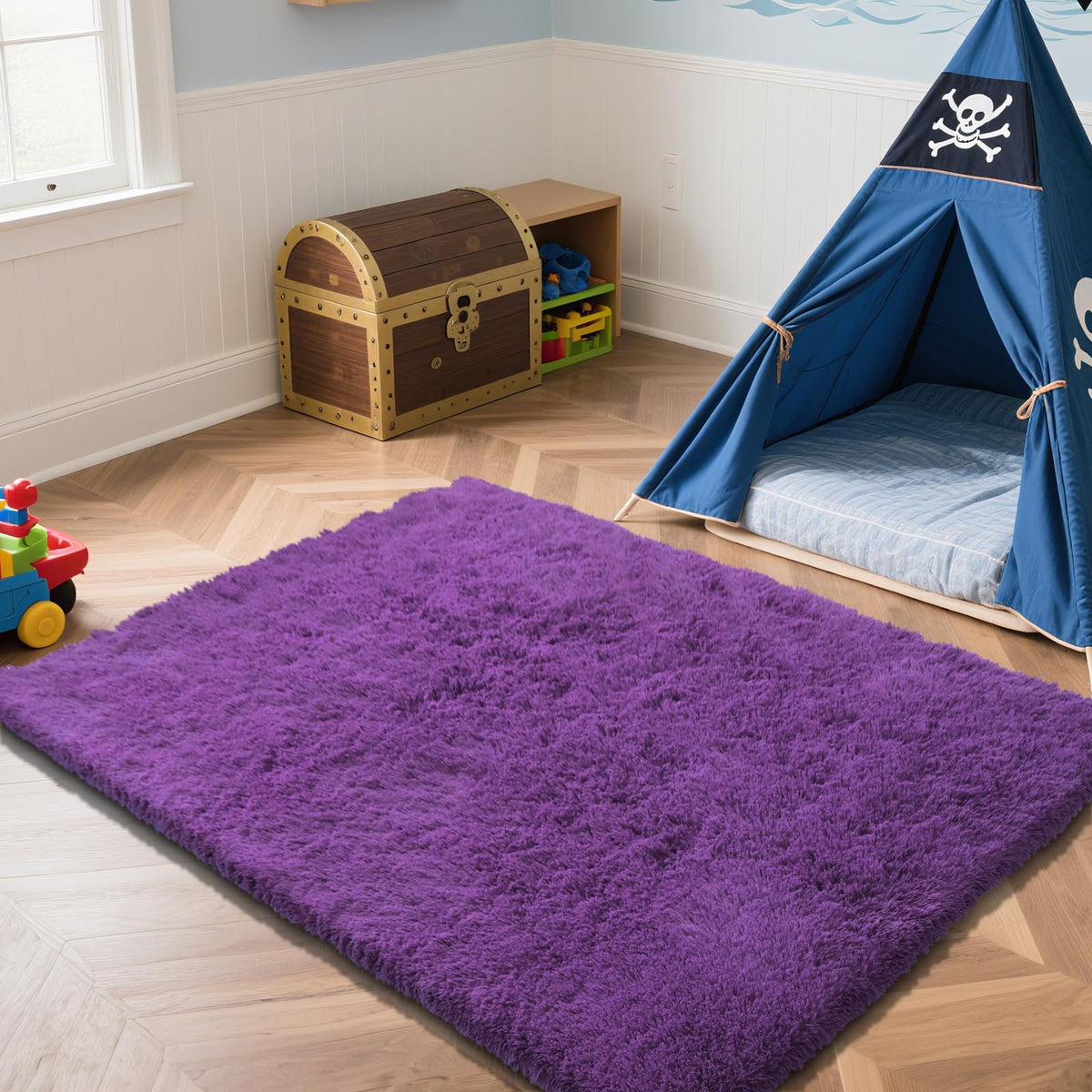 Beige 2x4 Area Rugs for Bedroom, Fluffy Shag Rug Small Rug Bedside Carpet