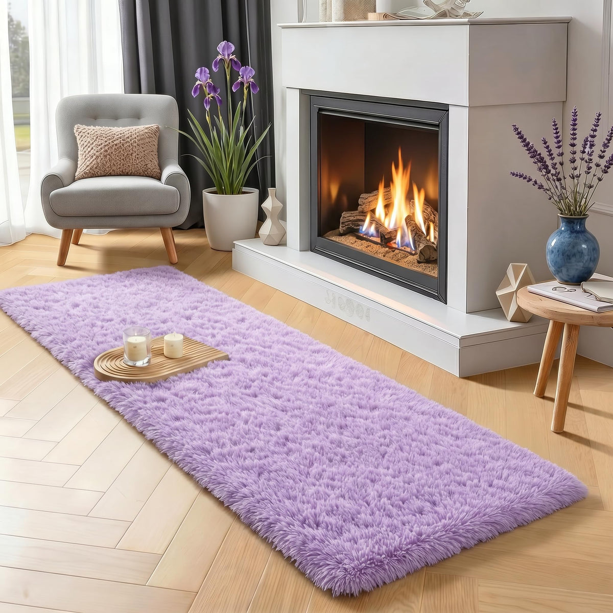 Super Soft Runner Rugs For Hallway 2x6 Ft,Grey Rug Home Decor Aesthetic