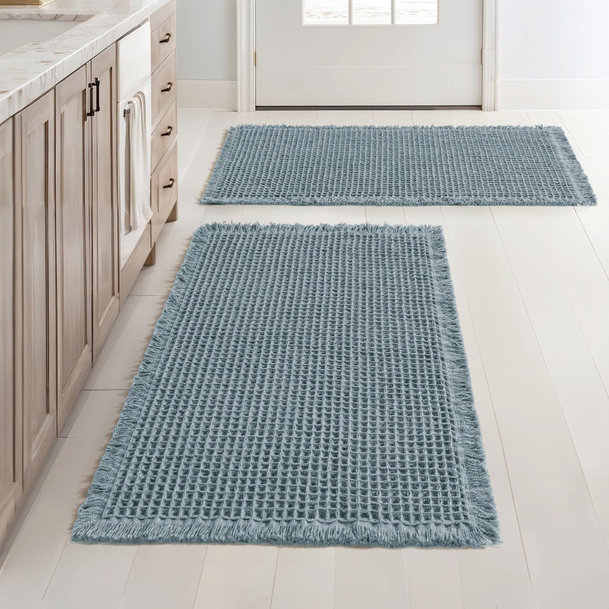 MIULEE Set of 2 Waffle Bathroom Rugs Boho Bath Mat Brown 18x30 Inch