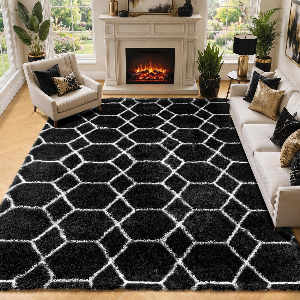 White Runner Rugs for Bedroom Living Room, Fluffy 2x6 Bedside Soft Area Rug