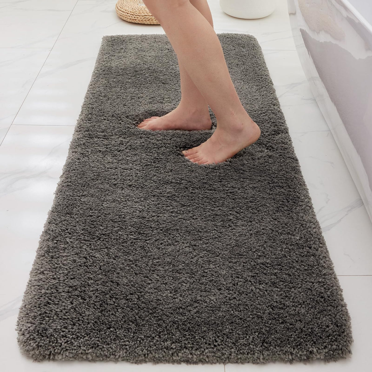 Microfiber Bathroom Rugs 24x17 Absorbent Soft Non Slip, Blue
