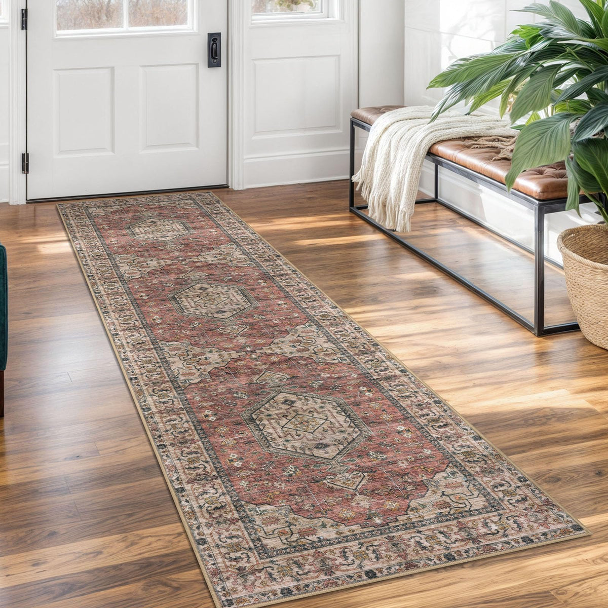 KUTA Entryway Rugs Indoor Washable Small Area Rug 2x3 Blue Entrance Carpet