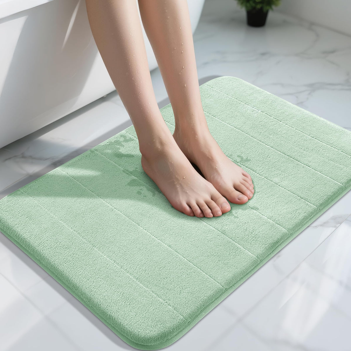 Yimobra Memory Foam Bath Mat, Super Soft & Absorbent Bathroom Rug, Grey