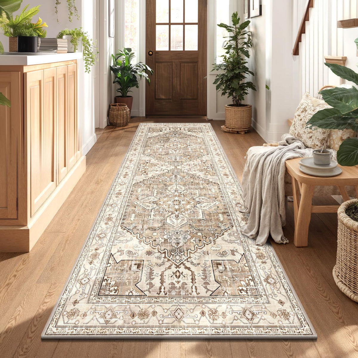 Yamaziot Washable Runner Rug, 2x8 Non-Slip Boho Vintage Hallway Kitchen Rug