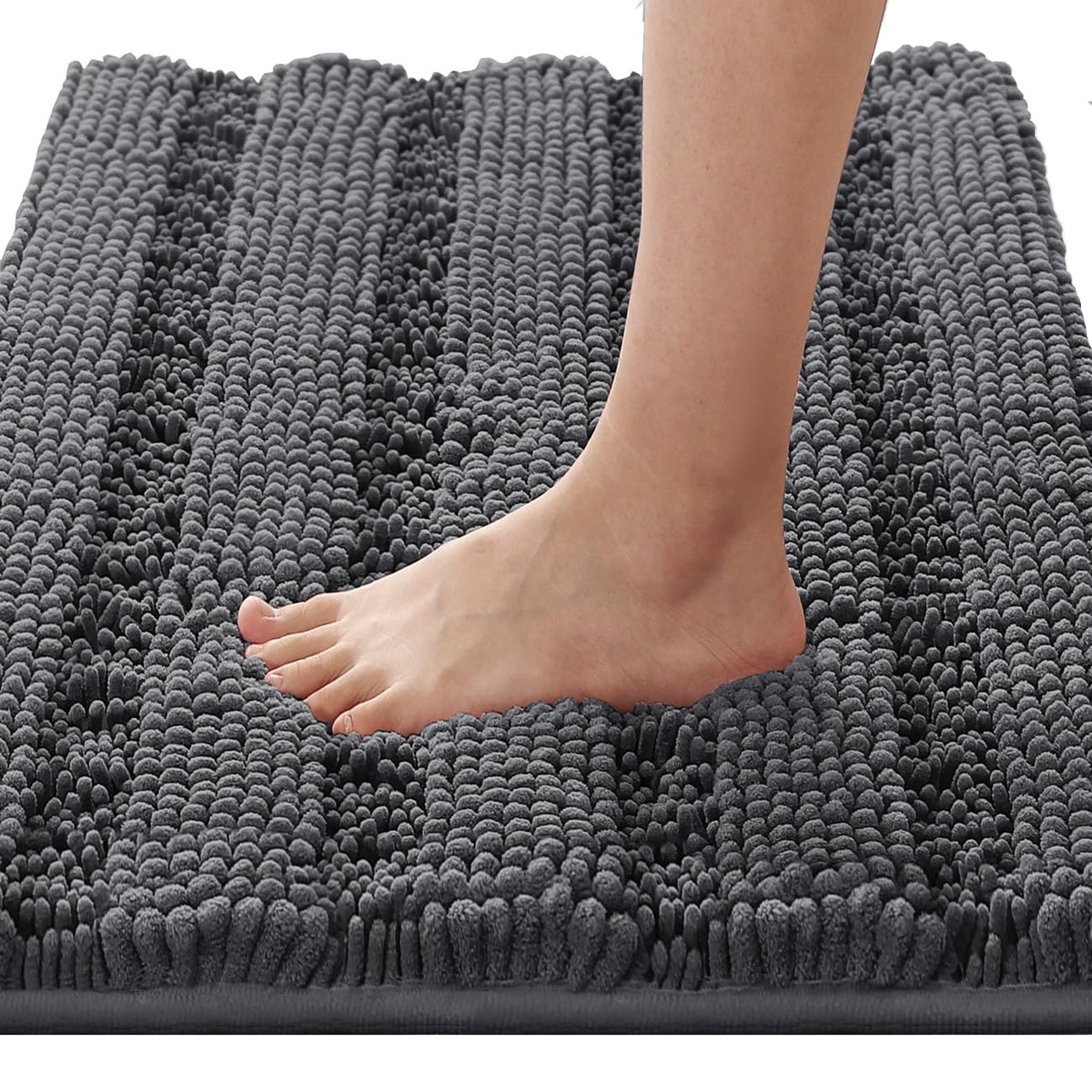 H.VERSAILTEX Bathroom Rugs Bath Rug Set 2 Piece Bathroom Contour Rug Toilet Mat Sets Non Slip Contour Bath Rug Ultra Thick Water Absorbent Striped Bath Mats Washable(47" x 17" Plus 20" x 20" U, Cream)