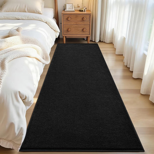 ISEAU 2x6 Soft Runner Rug for Hallway, Washable and Non-Slip, Black