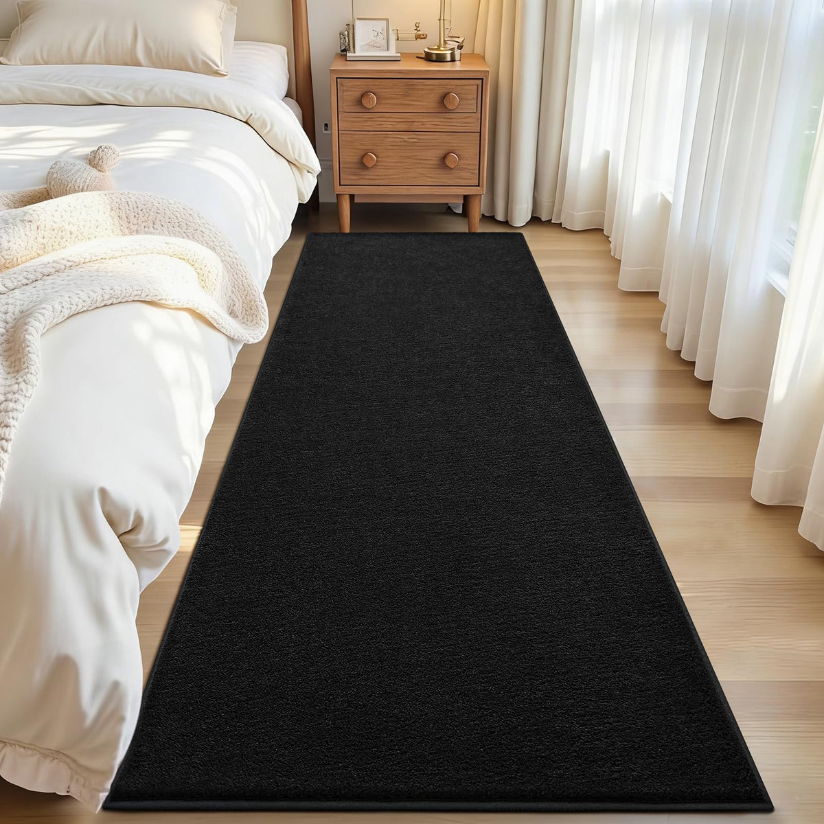 ISEAU 2x6 Soft Runner Rug for Hallway, Washable and Non-Slip, Black