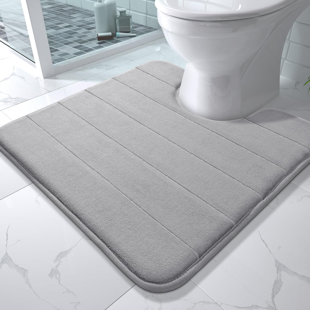 Yimobra Memory Foam Bath Mat, Super Soft & Absorbent Bathroom Rug, Grey