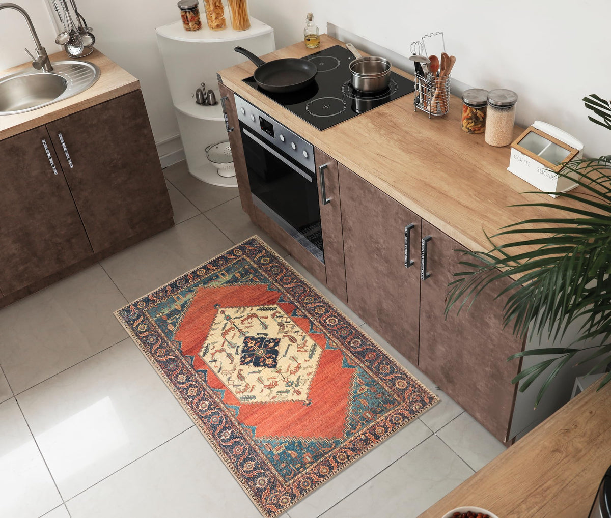 Keen Home Design Vintage Washable Entryway Rug, Non-Slip Low Pile, 2x3