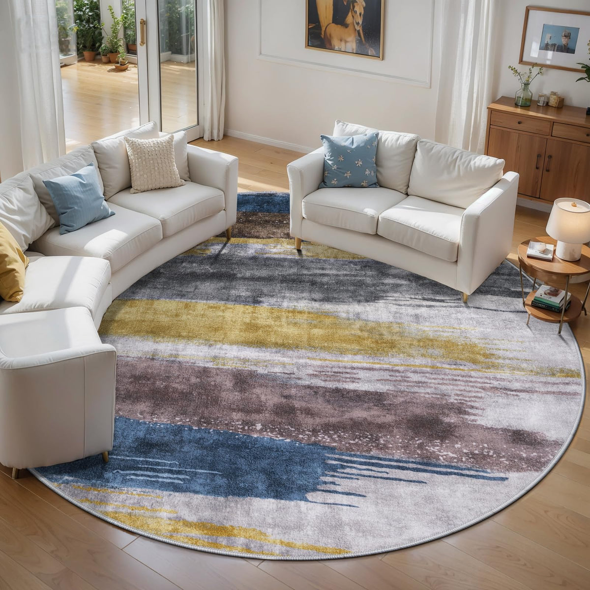 Ciicool Washable Area Rug 2x3 Entryway Rug, Modern Abstract Entry Mat Navy