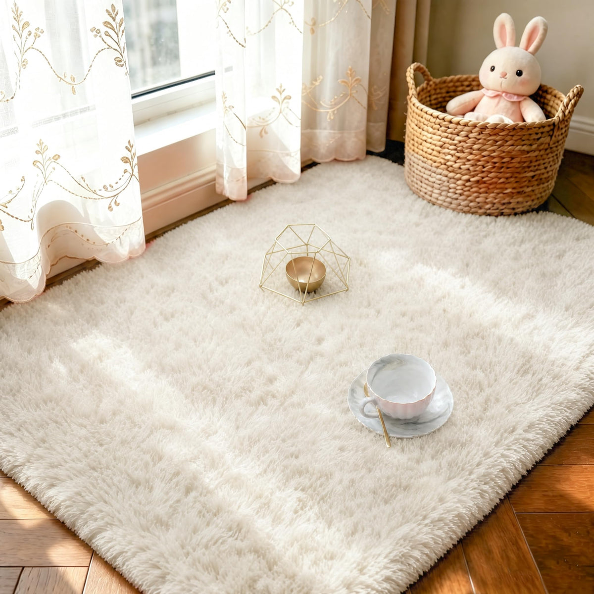 LOCHAS 2x3 Area Rugs Fluffy Living Room Carpets for Kids Bedroom, Brown