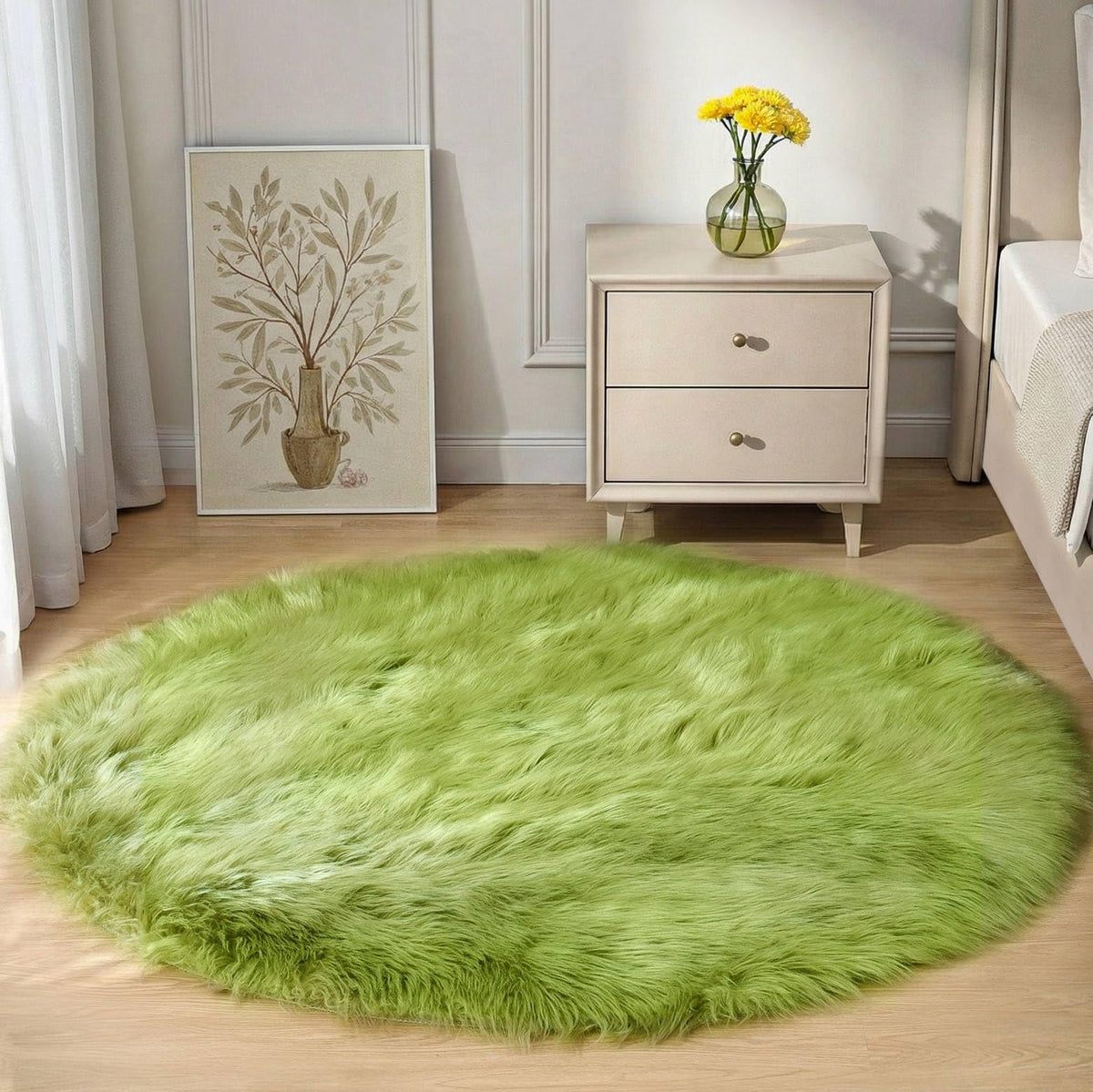 Goolela White Fluffy Faux Fur Rug for Bedroom Faux Sheepskin Rug 2x3 White Fuzzy Furry Bedside Carpet Dining Room Playroom Dorm Small Washable Rectangle