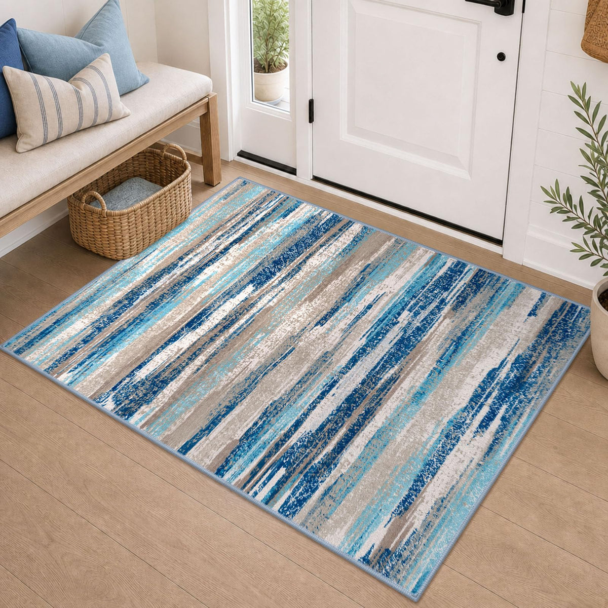 Lansny Abstract Washable 2x6 Runner Rug Non Slip Runners for Hallway