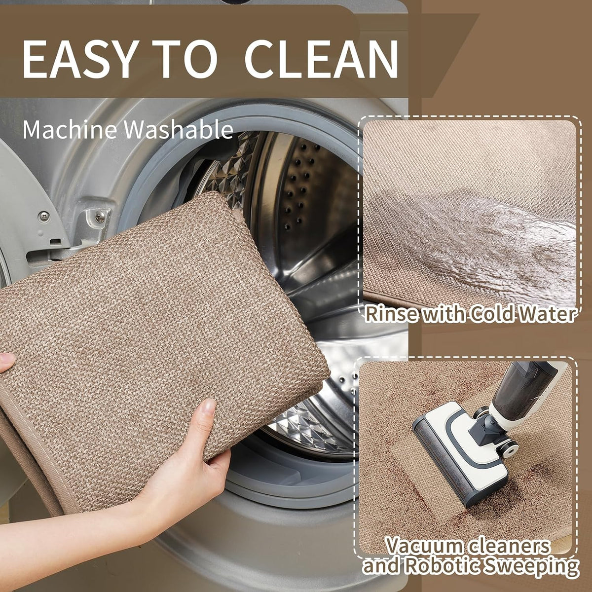 YDKGL Kitchen Rugs Kitchen Mats for Floor Non Slip Washable Brown 17"x30"