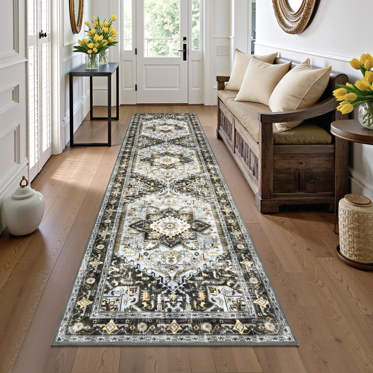 Yamaziot Washable Runner Rug, 2x8 Non-Slip Boho Vintage Hallway Kitchen Rug