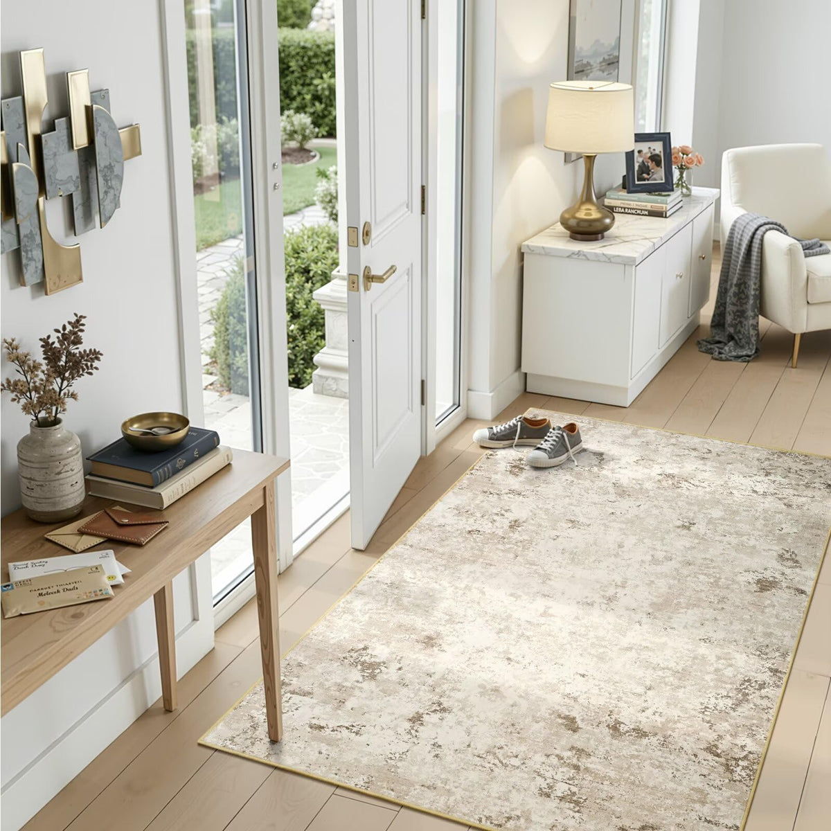 Toneed Washable 2x6 Non-Slip Runner Rug for Hallway Kitchen, Grey