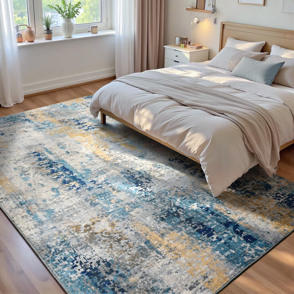 Ompaa 2x6 Rug Runners for Hallways Kitchen Runner Rug Non Slip Washable Grey Long Runner Rugs with Rubber Backing Soft Abstract Carpet Runner for Hallways, Kitchen, Bedroom, Bathroom, Entryway