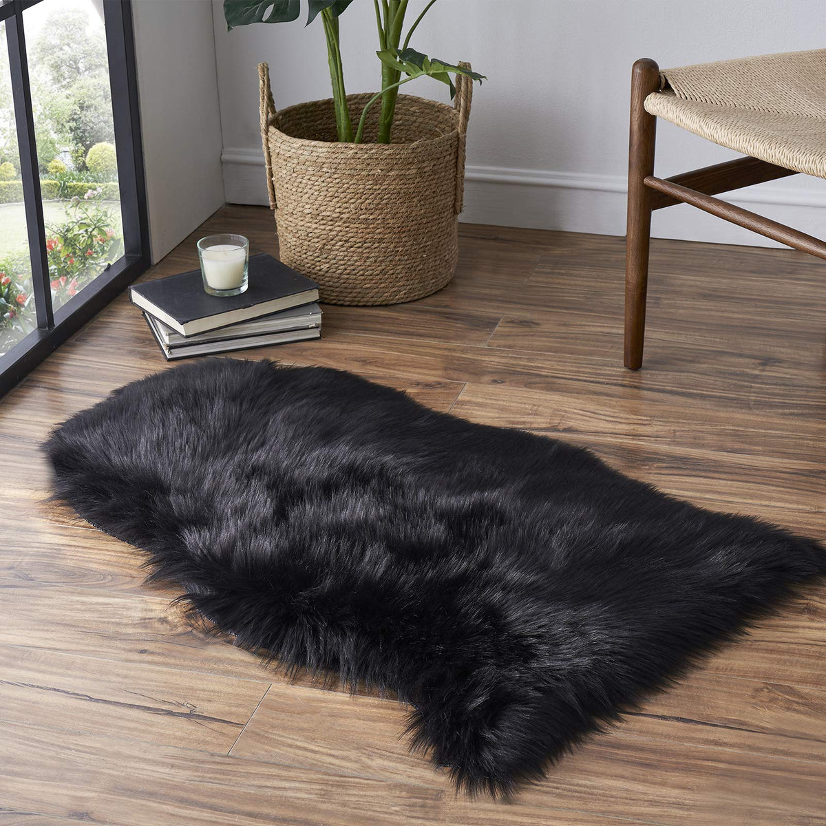 Tangsoo 2x6 Beige Faux Fur Rug,Soft Sheepskin Fluffy Runner Rug for Bedroom