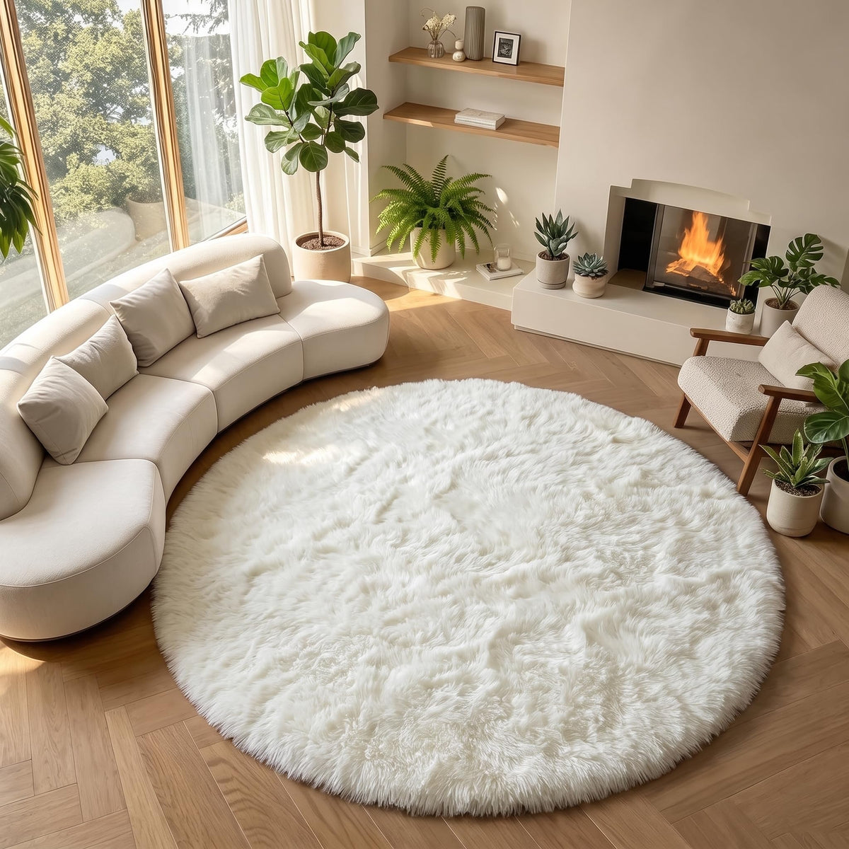 White Runner Rugs for Bedroom Living Room, Fluffy 2x6 Bedside Soft Area Rug