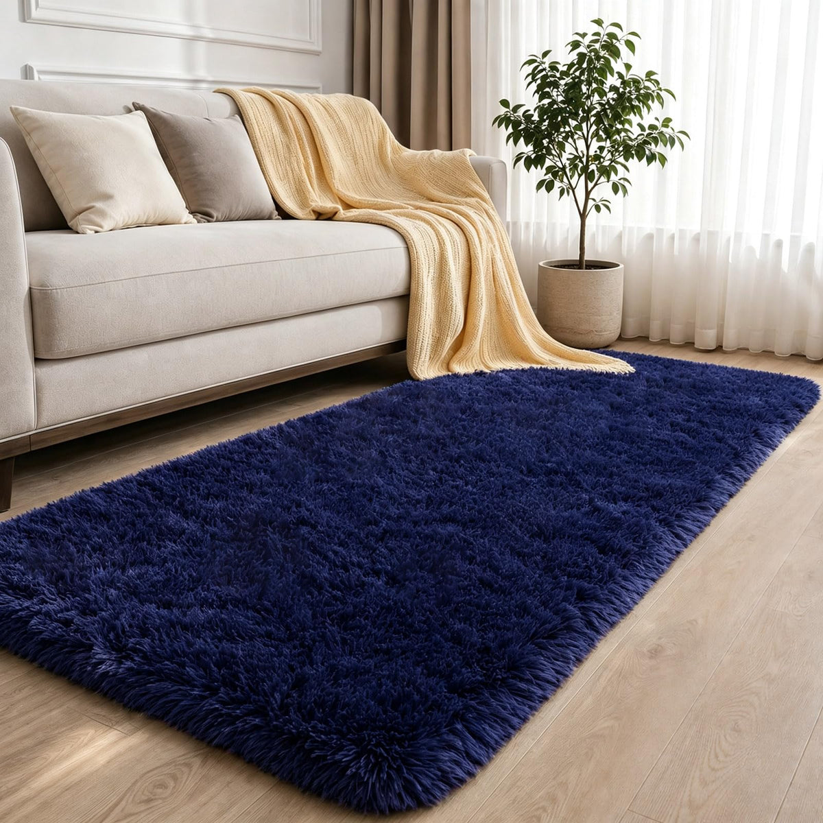 2x6 Dark Grey Fluffy Runner Rug for Hallway and Bedroom, Washable Soft Shaggy Carpet, Non-Slip Thick Shag Rug for Bedside and Living Room, Kids' and Girls' Nursery, Aesthetic Home Decor
