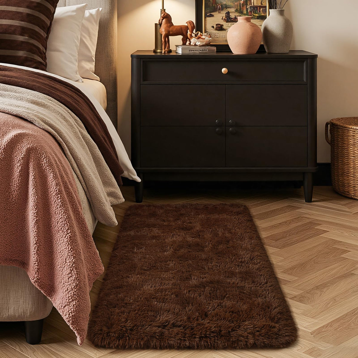 HOMORE Small Rugs for Bedroom 2x3 Feet Beige Rug for Bedside Living Room