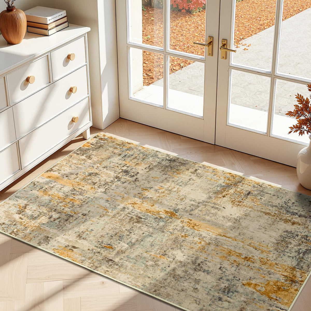 Ompaa 2x6 Rug Runners for Hallways Kitchen Runner Rug Non Slip Washable Grey Long Runner Rugs with Rubber Backing Soft Abstract Carpet Runner for Hallways, Kitchen, Bedroom, Bathroom, Entryway