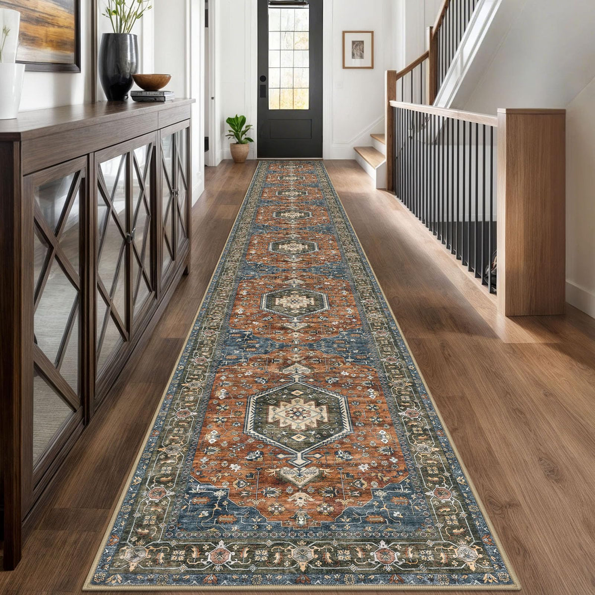 KUTA Entryway Rugs Indoor Washable Small Area Rug 2x3 Blue Entrance Carpet