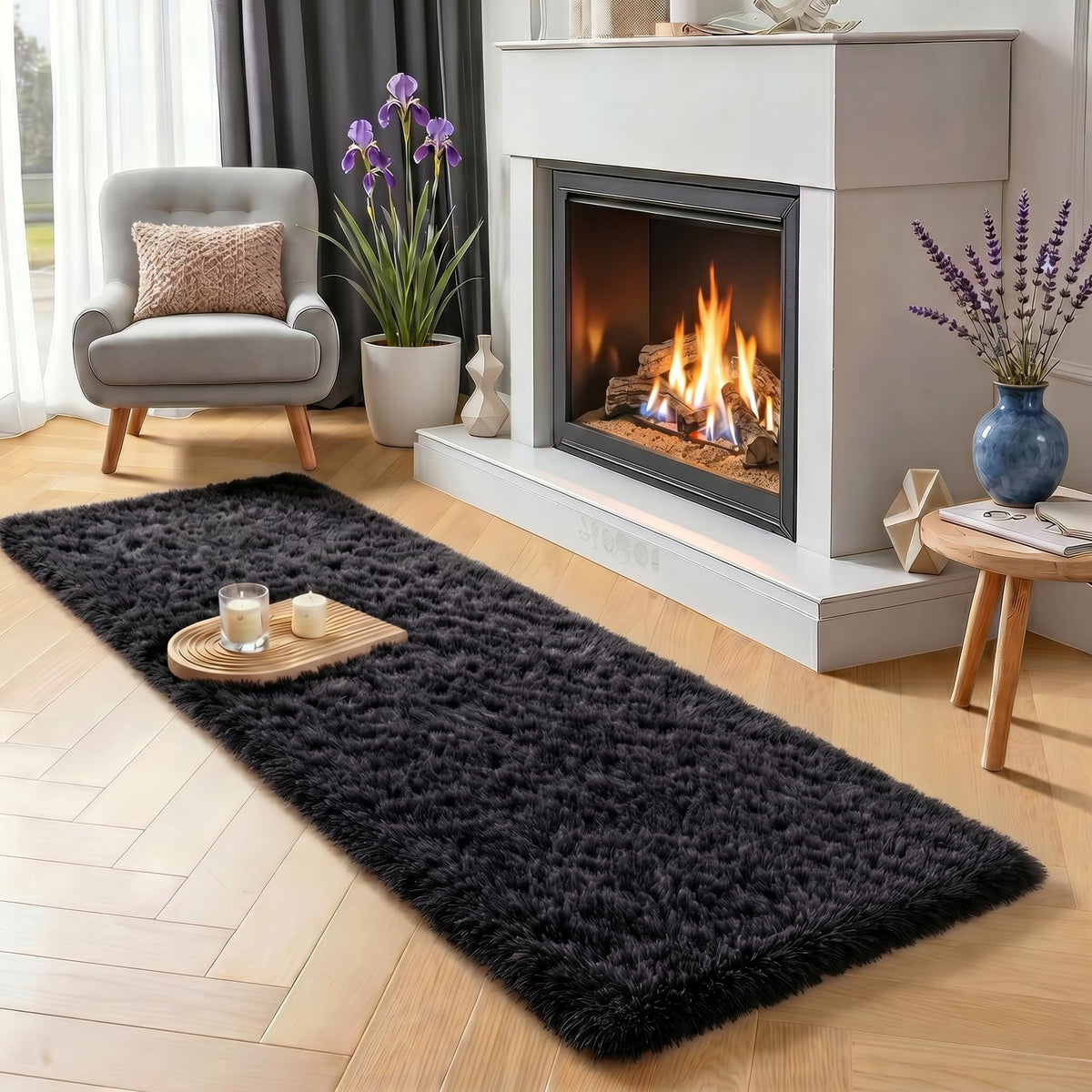 Super Soft Runner Rugs For Hallway 2x6 Ft,Grey Rug Home Decor Aesthetic
