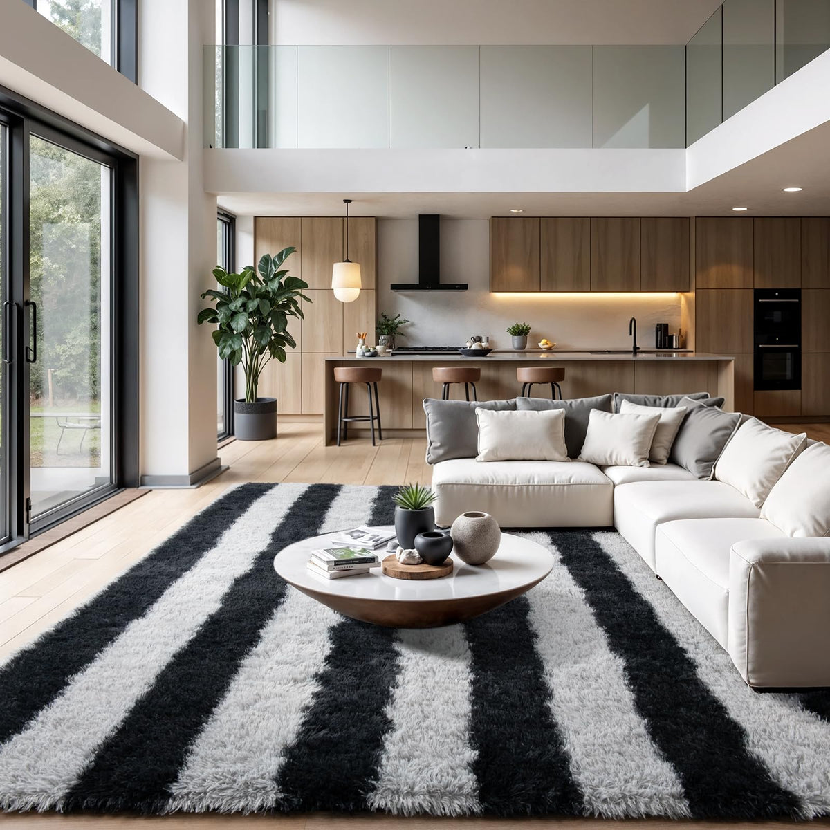 Zentavio 2x6 Runner Rugs for Hallway Shag Soft Bedroom Bedside Rugs Non Slip Fluffy Carpet for Kids Girls Boys Home Decor Aesthetic Dorm Nursery Tie-Dyed Black Grey