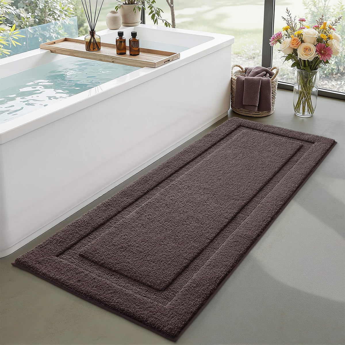 LUMI Ultra Soft Bathroom Rugs Absorbent, Non Slip Bath Mat 24x36, White