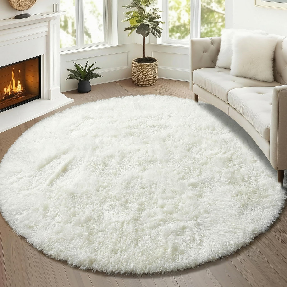 White Runner Rugs for Bedroom Living Room, Fluffy 2x6 Bedside Soft Area Rug