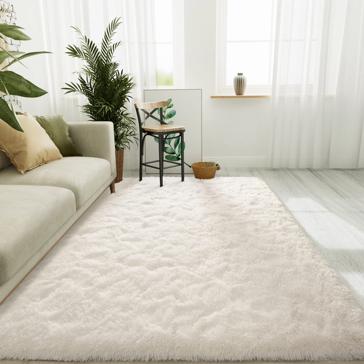 LOCHAS 2x3 Area Rugs Fluffy Living Room Carpets for Kids Bedroom, Brown